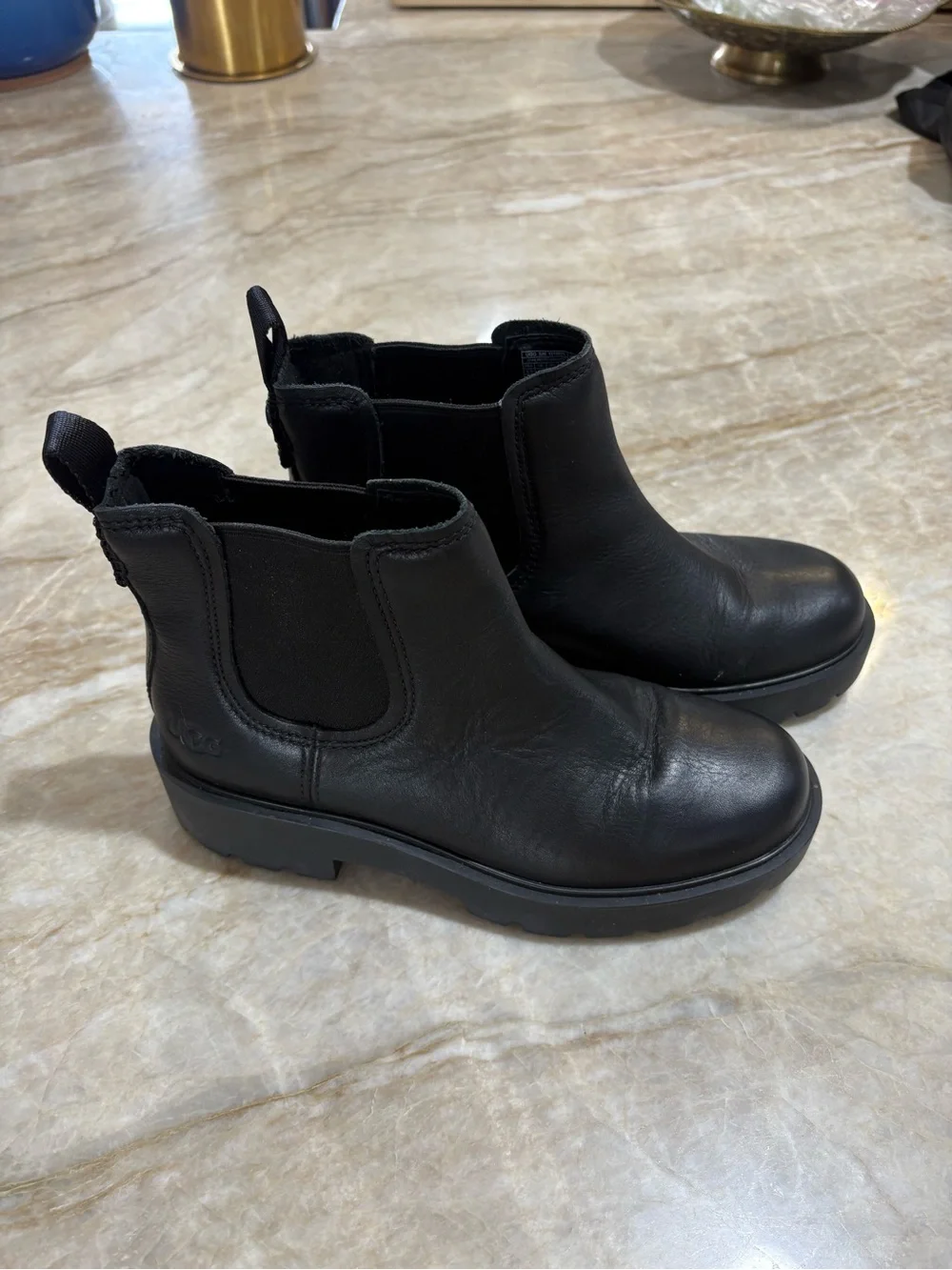 UGG Black Chelsea Lug Boot with Pull Tab
